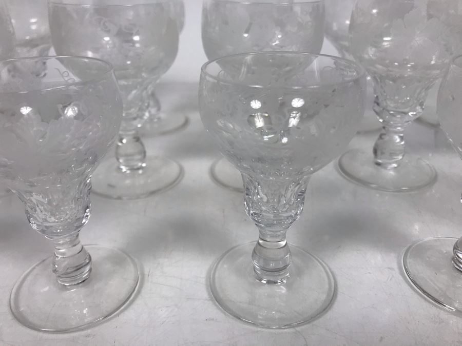Vintage 1959 Fine Cut Italian Crystal Stemware Glasses (5) - 3.5H / (10) - 4H - LJE [Photo 3]