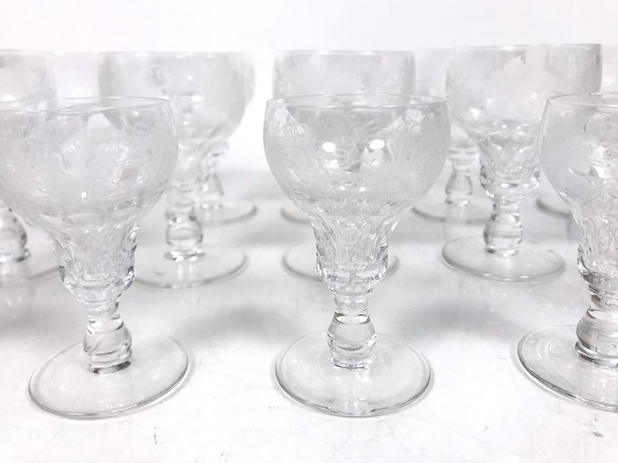Vintage 1959 Fine Cut Italian Crystal Stemware Glasses (5) - 3.5H / (10) - 4H - LJE [Photo 2]