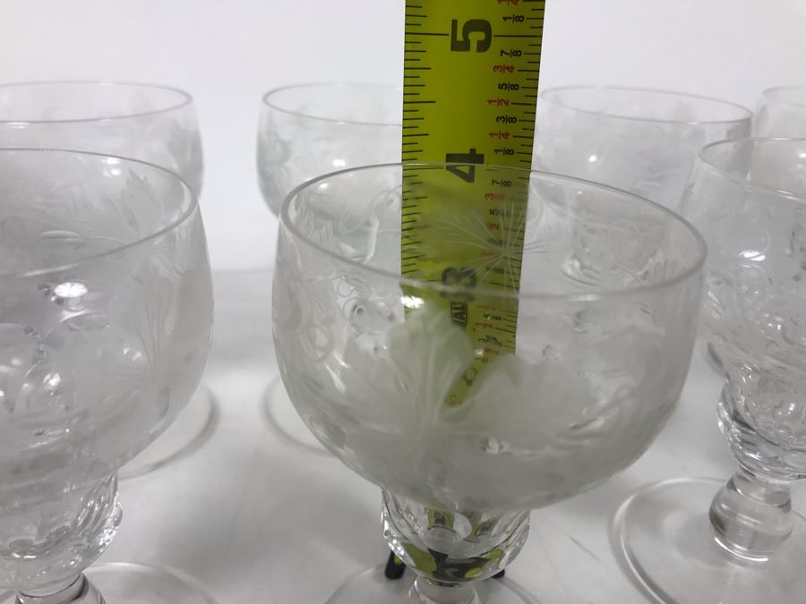 Vintage 1959 Fine Cut Italian Crystal Stemware Glasses (5) - 3.5H / (10) - 4H - LJE [Photo 8]