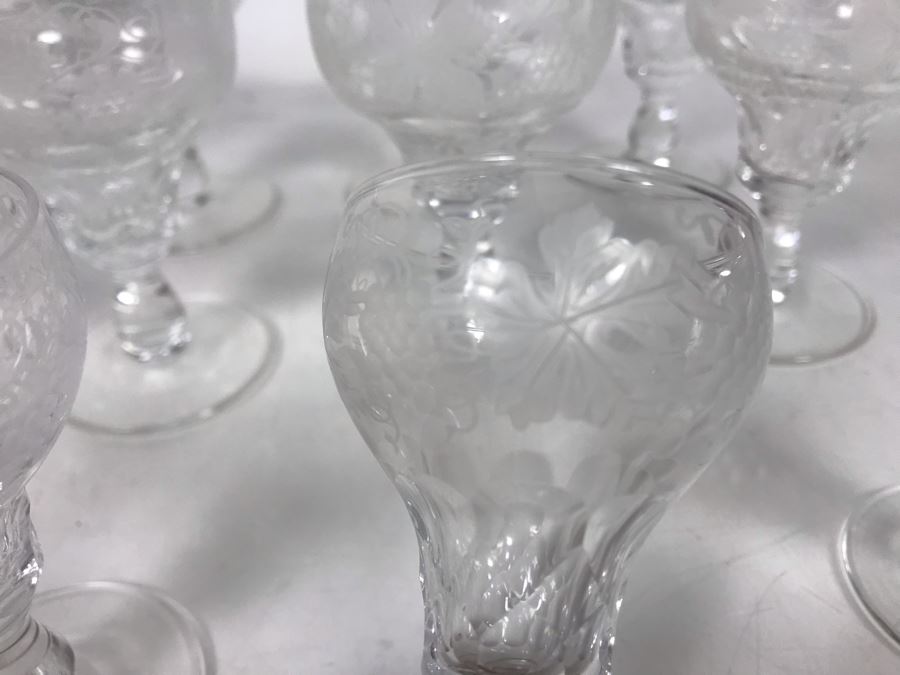 Vintage 1959 Fine Cut Italian Crystal Stemware Glasses (5) - 3.5H / (10) - 4H - LJE [Photo 5]