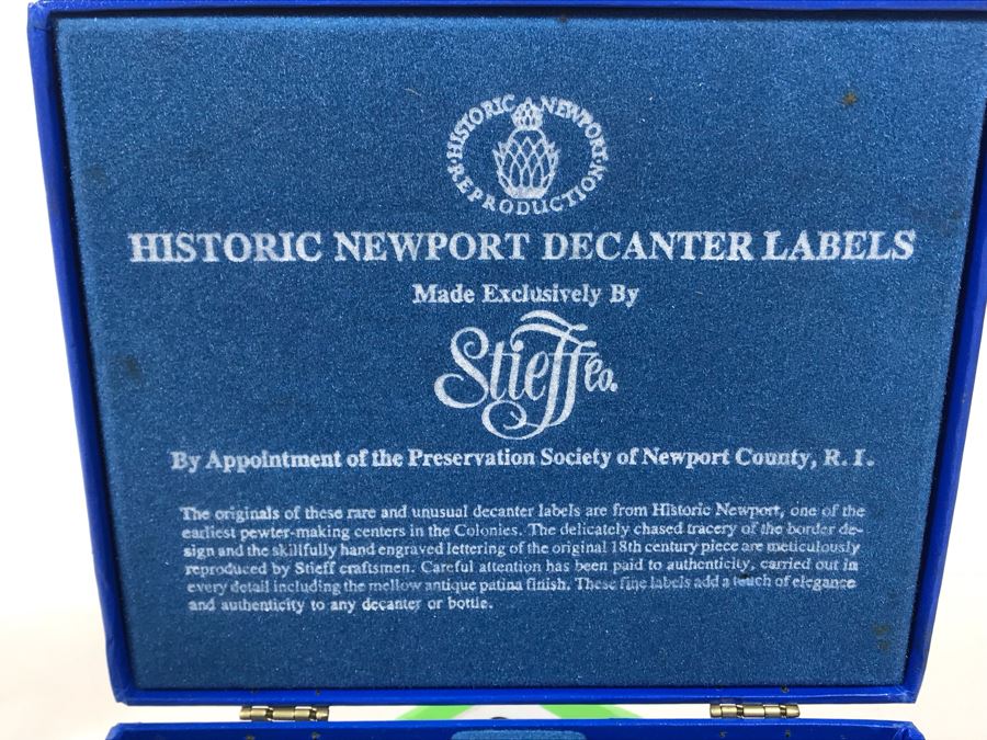(4) Crystal Decanters With Historic Newport Decanter Labels By Stieff