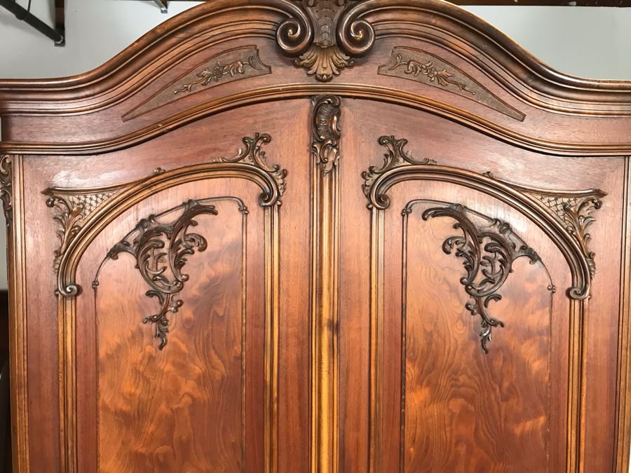 Stunning Hand Carved European Cabinet Armoire With (3) Glass Shelves 52W X 22D X 92H - See Photos For Details - LJE [Photo 6]