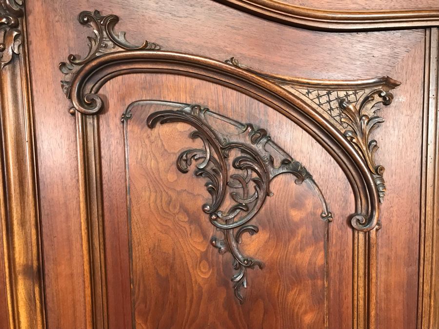 Stunning Hand Carved European Cabinet Armoire With (3) Glass Shelves 52W X 22D X 92H - See Photos For Details - LJE [Photo 7]