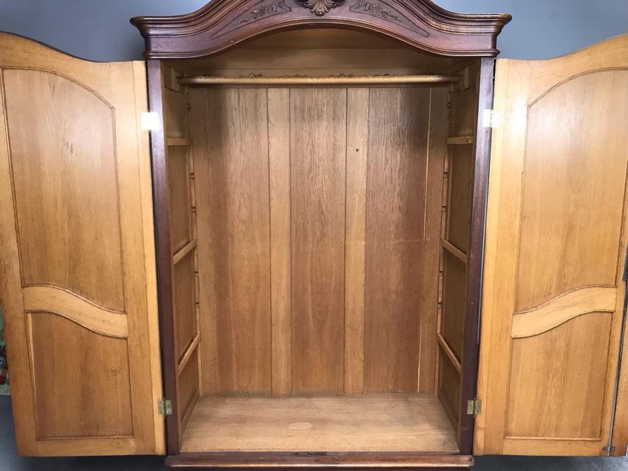 Stunning Hand Carved European Cabinet Armoire With (3) Glass Shelves 52W X 22D X 92H - See Photos For Details - LJE [Photo 18]