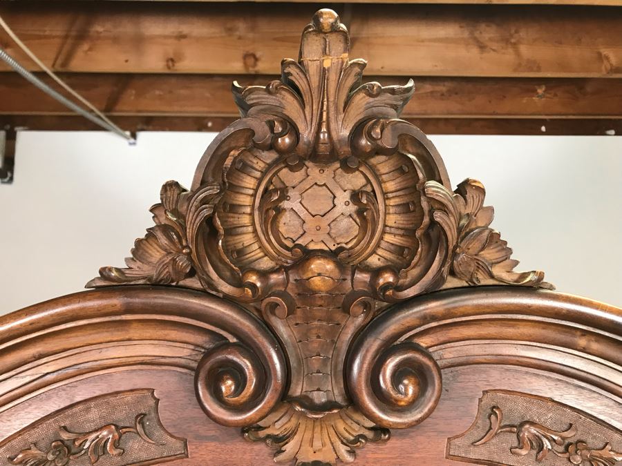 Stunning Hand Carved European Cabinet Armoire With (3) Glass Shelves 52W X 22D X 92H - See Photos For Details - LJE [Photo 2]