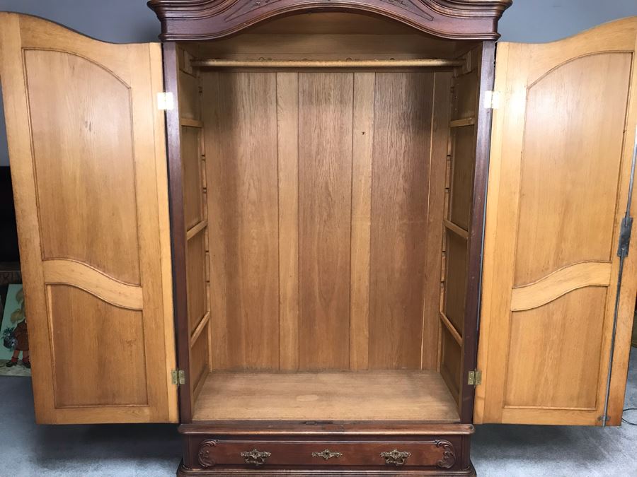 Stunning Hand Carved European Cabinet Armoire With (3) Glass Shelves 52W X 22D X 92H - See Photos For Details - LJE [Photo 19]