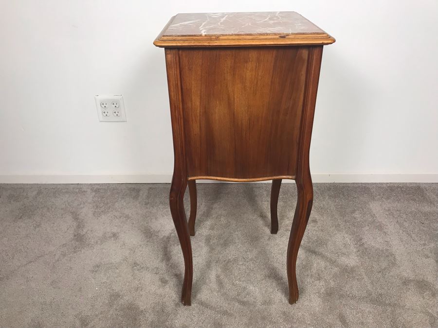 Vintage Pot Cupboard Cabinet Table With Marble Top And Drawer 16 X 16 X 33H - LJE [Photo 14]