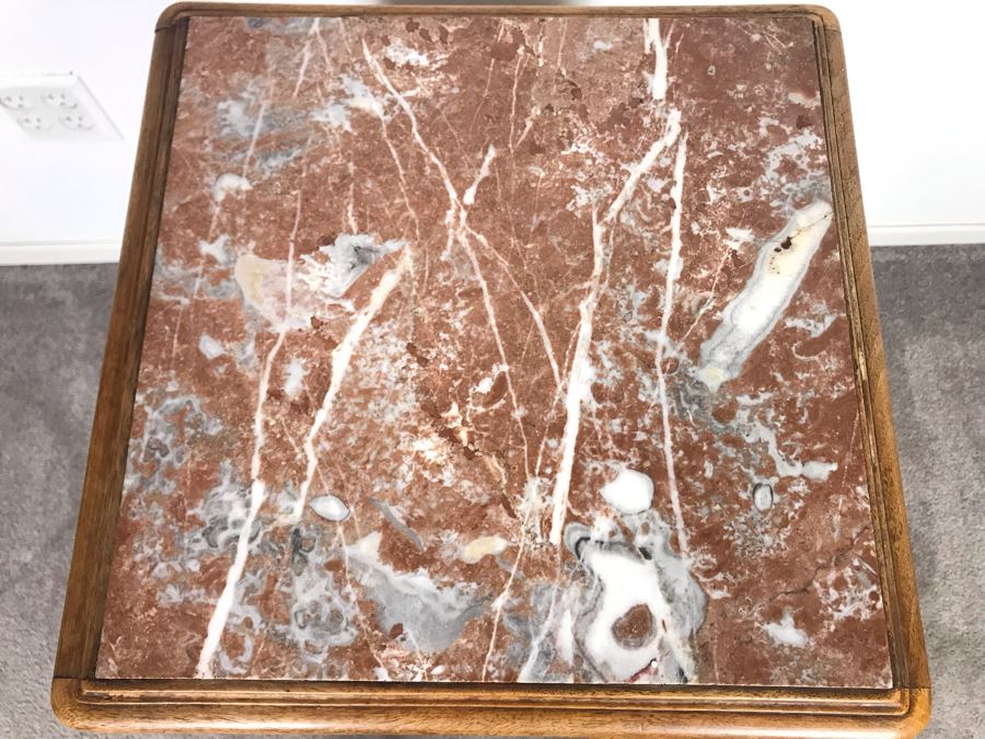 Vintage Pot Cupboard Cabinet Table With Marble Top And Drawer 16 X 16 X 33H - LJE [Photo 9]