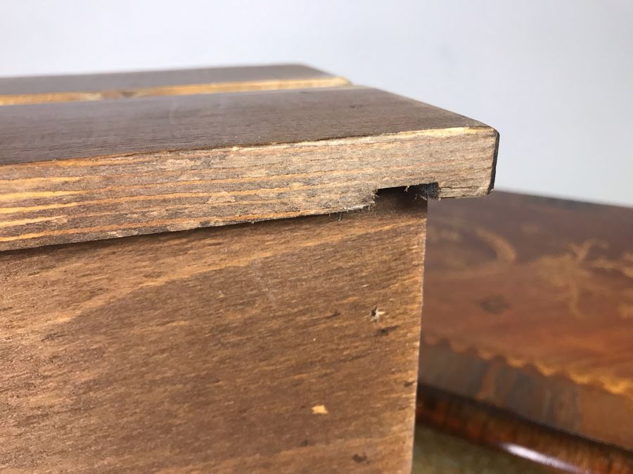 Gorgeous Antique Art Nouveau European Chest Of Drawers Dresser With Detailed Inlaid Woodwork On Front, Top And Sides Including Eagle On Top - Comes With Glass Top - See Photos 49W X 20D X 34.5H - LJE [Photo 31]