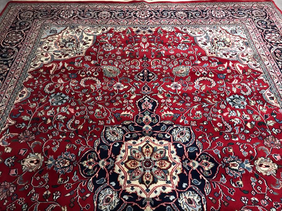 Large Hand Knotted Thick Pile Wool Persian Area Rug With 12'6' X 9'2' LJE