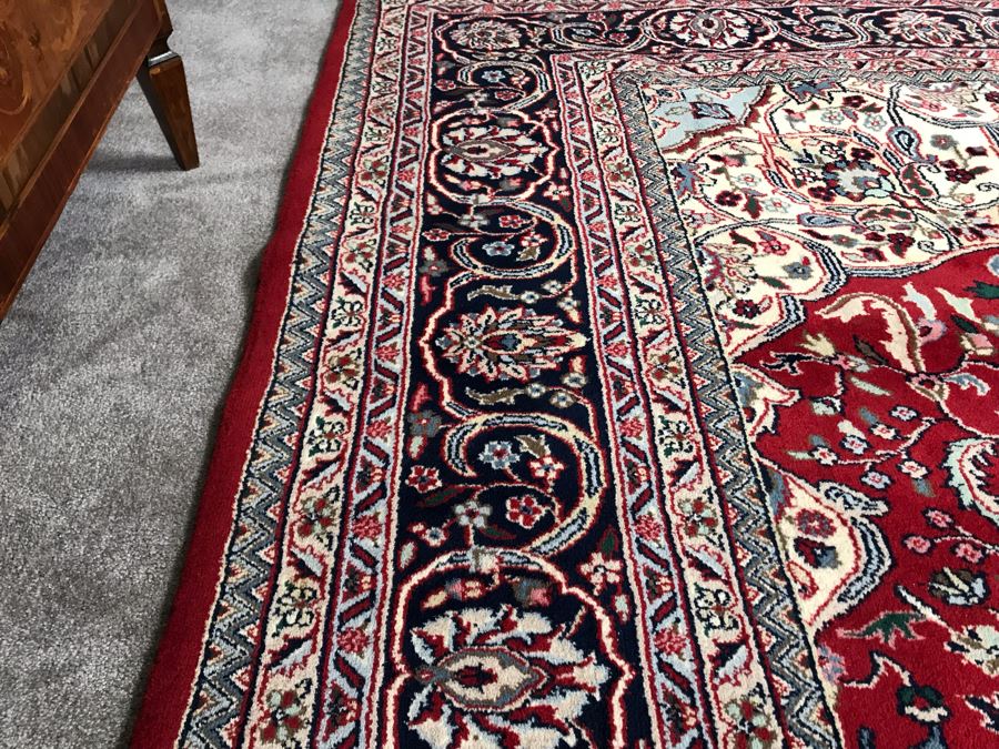 Large Hand Knotted Thick Pile Wool Persian Area Rug With 12'6' X 9'2' LJE