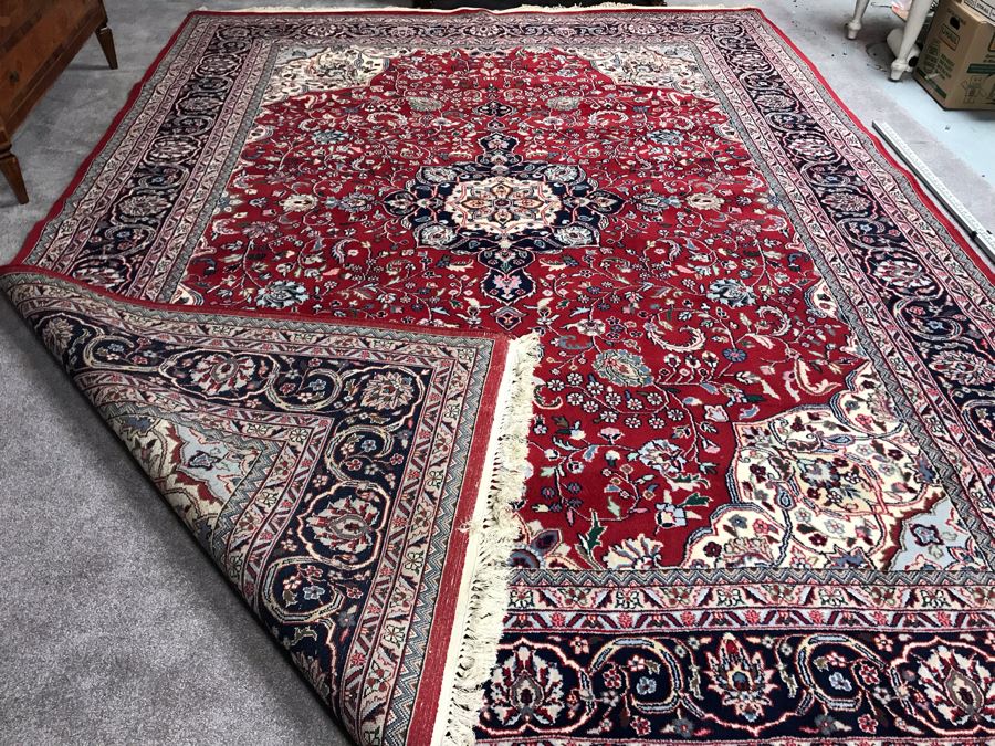 Large Hand Knotted Thick Pile Wool Persian Area Rug With 12'6' X 9'2' - LJE