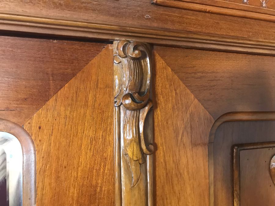 Stunning Hand Carved European Cabinet Armoire With (4) Wooden Shelves 50W X 21D X 84H - See Photos For Details - LJE [Photo 11]