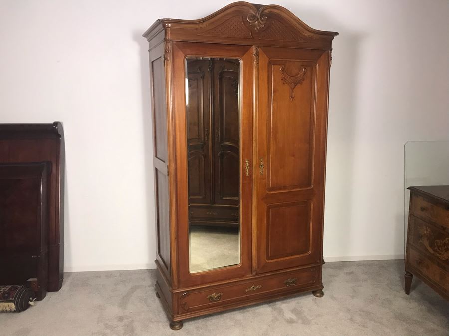 Stunning Hand Carved European Cabinet Armoire With (4) Wooden Shelves 50W X 21D X 84H - See Photos For Details - LJE [Photo 3]