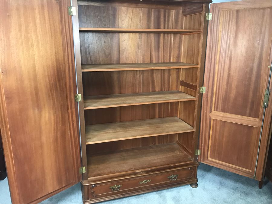 Stunning Hand Carved European Cabinet Armoire With (4) Wooden Shelves 50W X 21D X 84H - See Photos For Details - LJE [Photo 22]