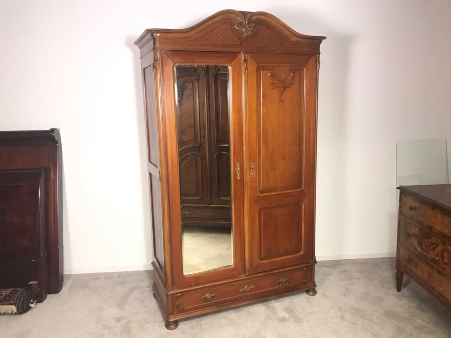 Stunning Hand Carved European Cabinet Armoire With (4) Wooden Shelves 50W X 21D X 84H - See Photos For Details - LJE [Photo 2]