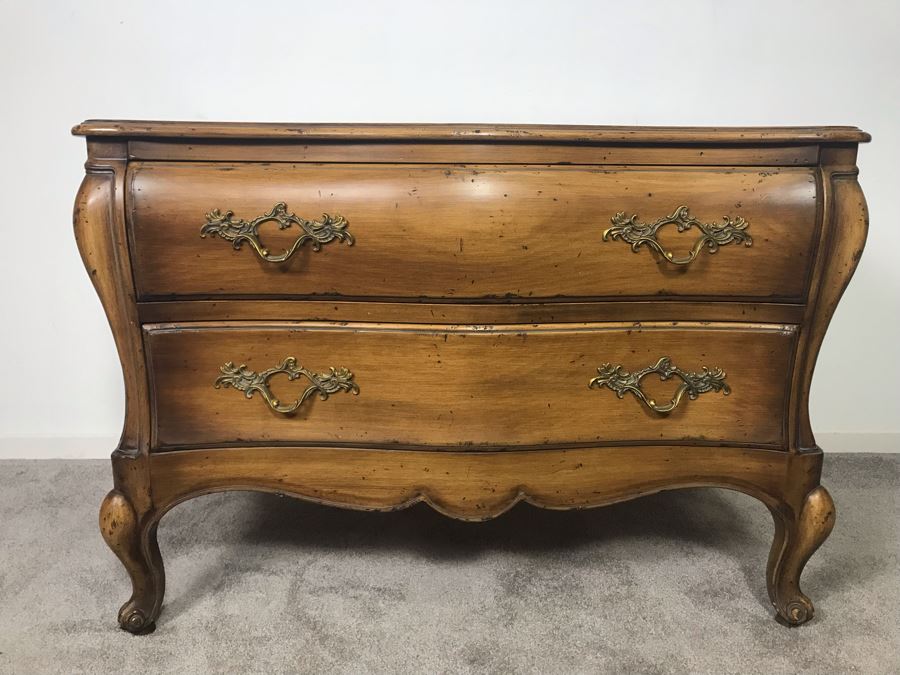 Vintage Dixon-Powdermaker Chest Of Drawers 2-Drawer Dresser Serpentine Commode Cabinet - LJE [Photo 3]