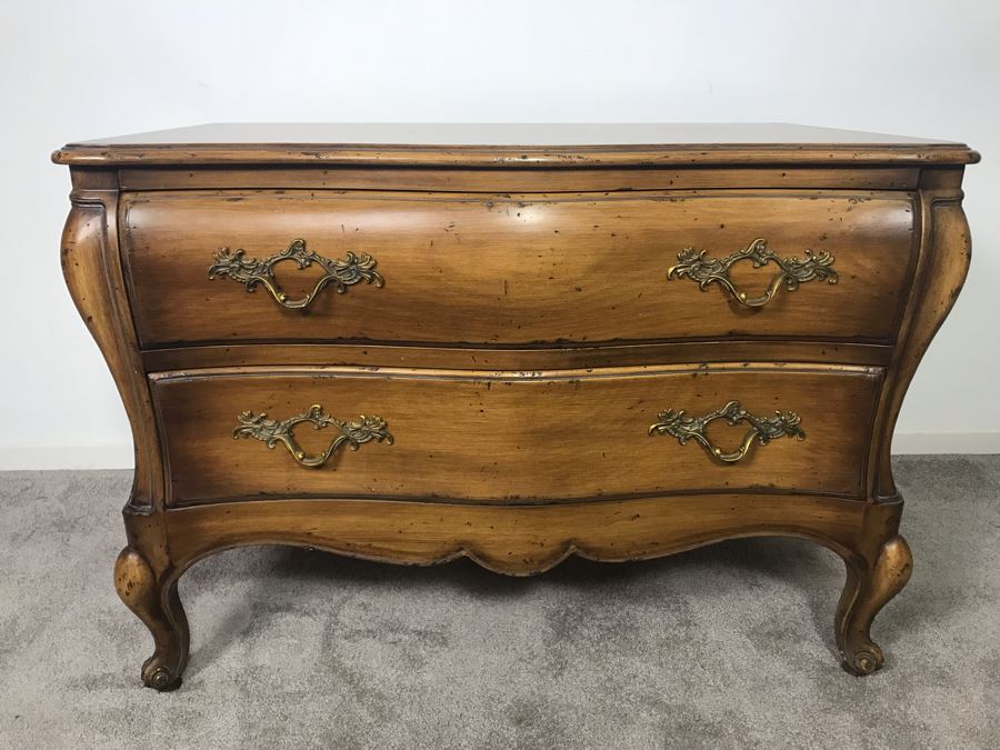 Vintage Dixon-Powdermaker Chest Of Drawers 2-Drawer Dresser Serpentine Commode Cabinet - LJE [Photo 2]