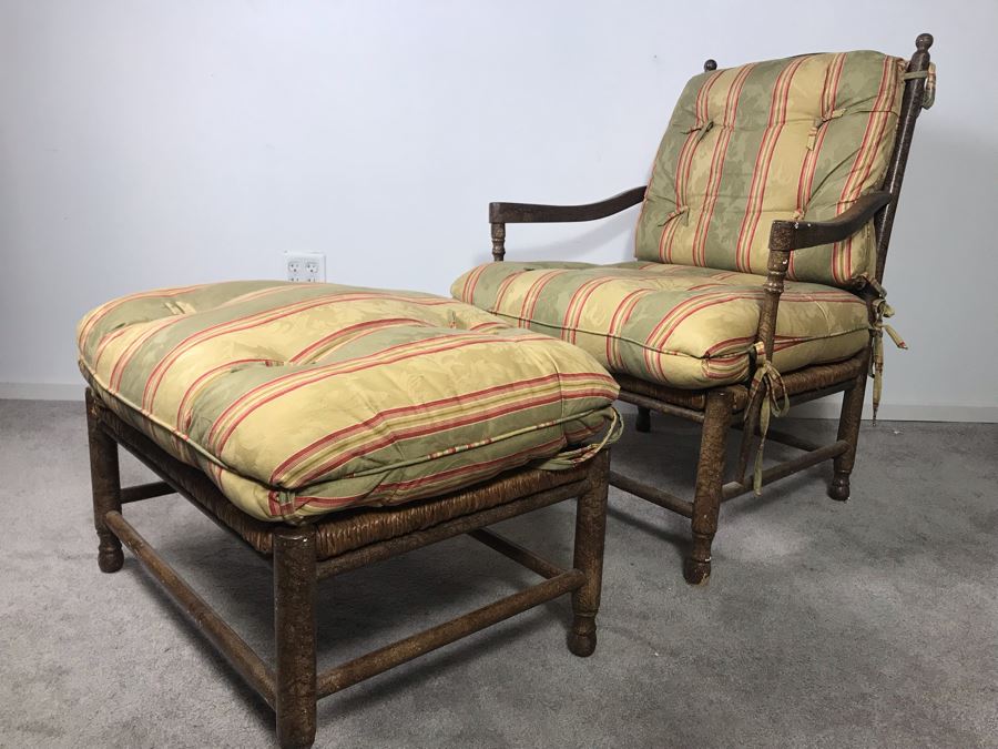 Brandywine Design Furniture Oversized Armchair With Ottoman Featuring Calico Corners Fabric Cushions - LJE [Photo 9]