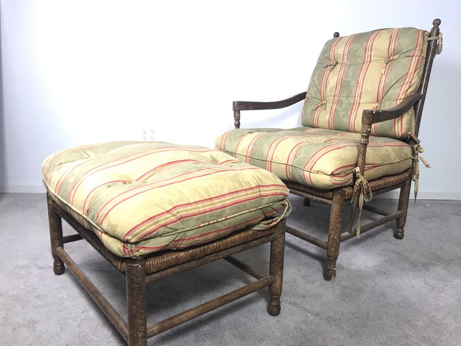 Brandywine Design Furniture Oversized Armchair With Ottoman Featuring Calico Corners Fabric Cushions - LJE [Photo 7]