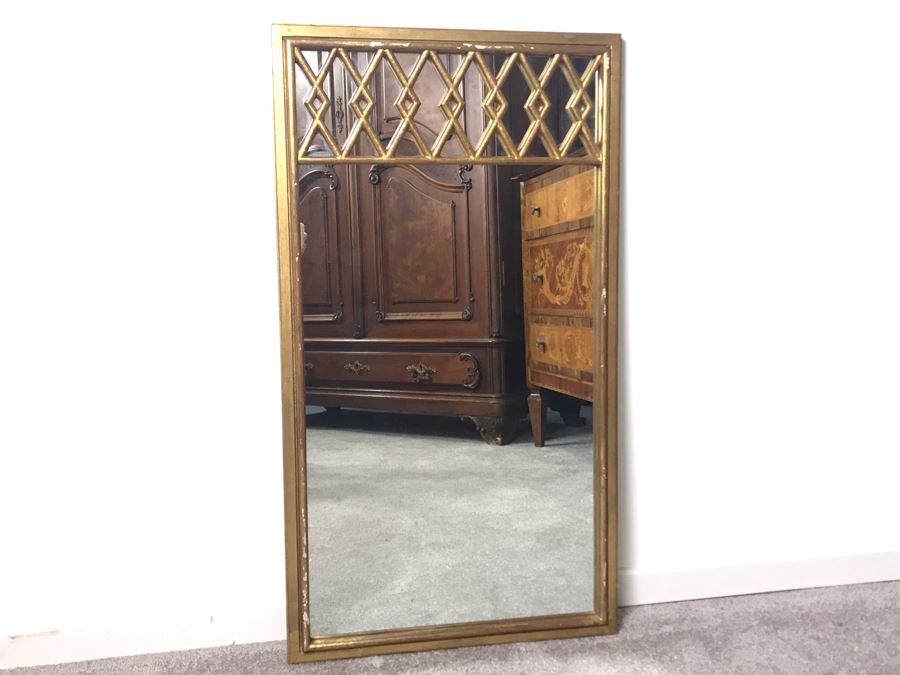 Vintage Italian Gilded Wooden Wall Mirror 18.5 X 33 - LJE [Photo 4]