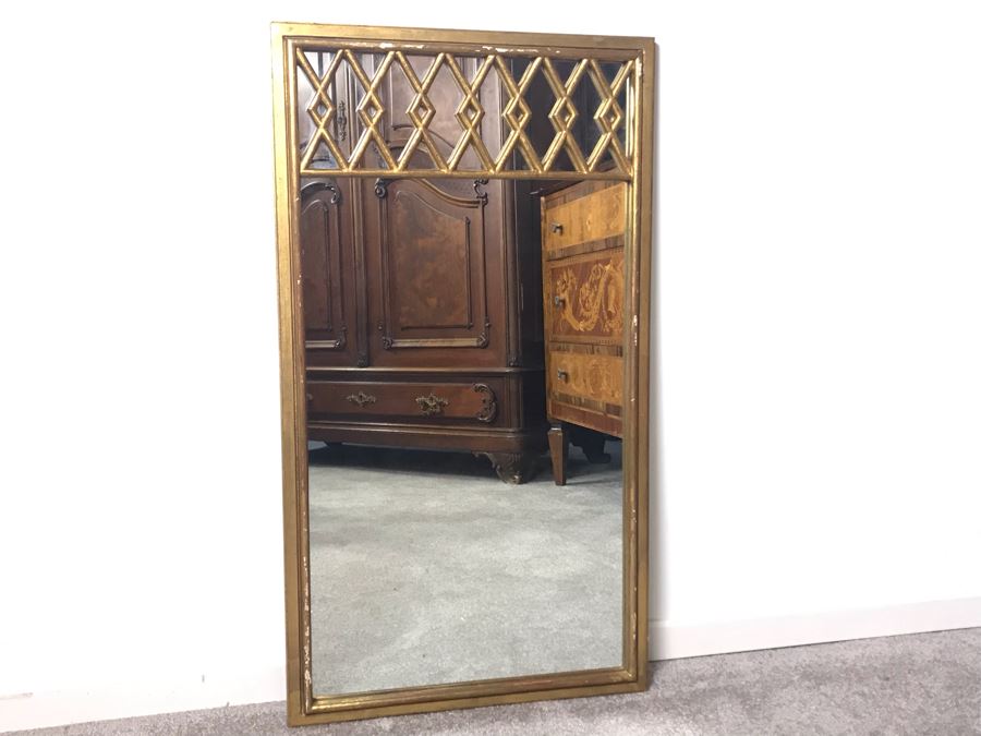 Vintage Italian Gilded Wooden Wall Mirror 18.5 X 33 - LJE