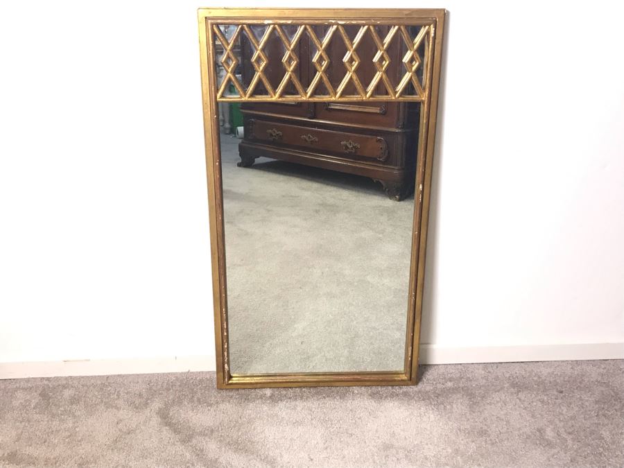 Vintage Italian Gilded Wooden Wall Mirror 18.5 X 33 - LJE [Photo 2]