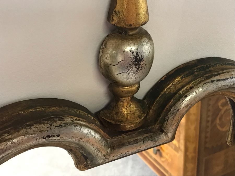 Vintage Italian Silvered And Gilded Wood Wall Mirror 23 X 47 - LJE [Photo 5]
