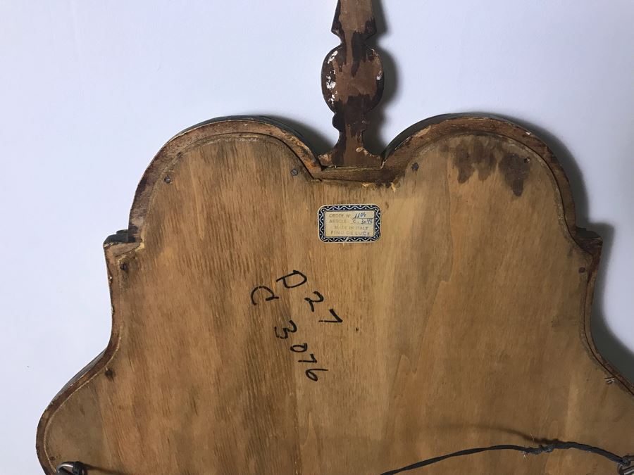 Vintage Italian Silvered And Gilded Wood Wall Mirror 23 X 47 - LJE [Photo 7]