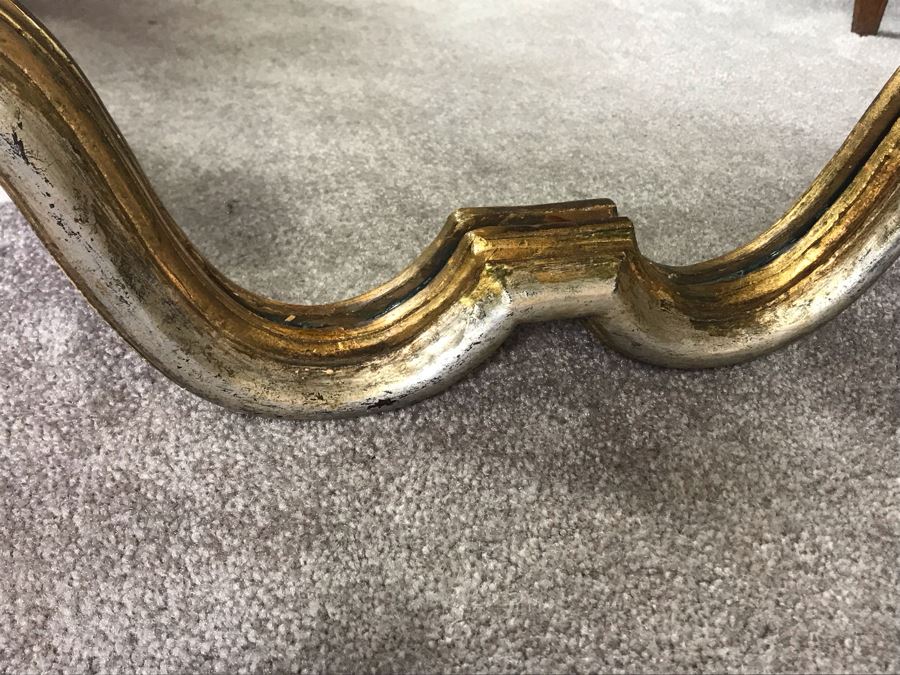 Vintage Italian Silvered And Gilded Wood Wall Mirror 23 X 47 - LJE [Photo 3]