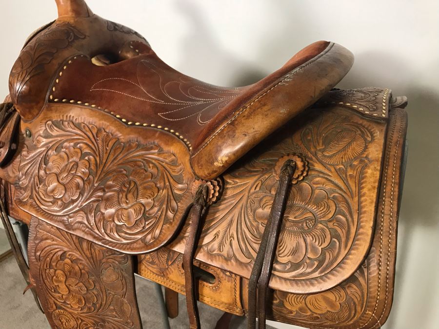 Vintage William N Porter Phoenix, Arizona Tooled Leather Western Riding