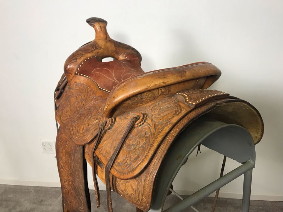 Vintage William N Porter Phoenix, Arizona Tooled Leather Western Riding