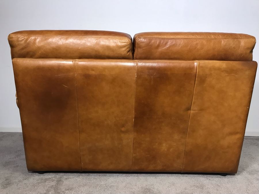 Vintage Classy Italian Leather Loveseat By Chateau D'ax Spa Milan 57W X 40D X 34H - LJE [Photo 11]