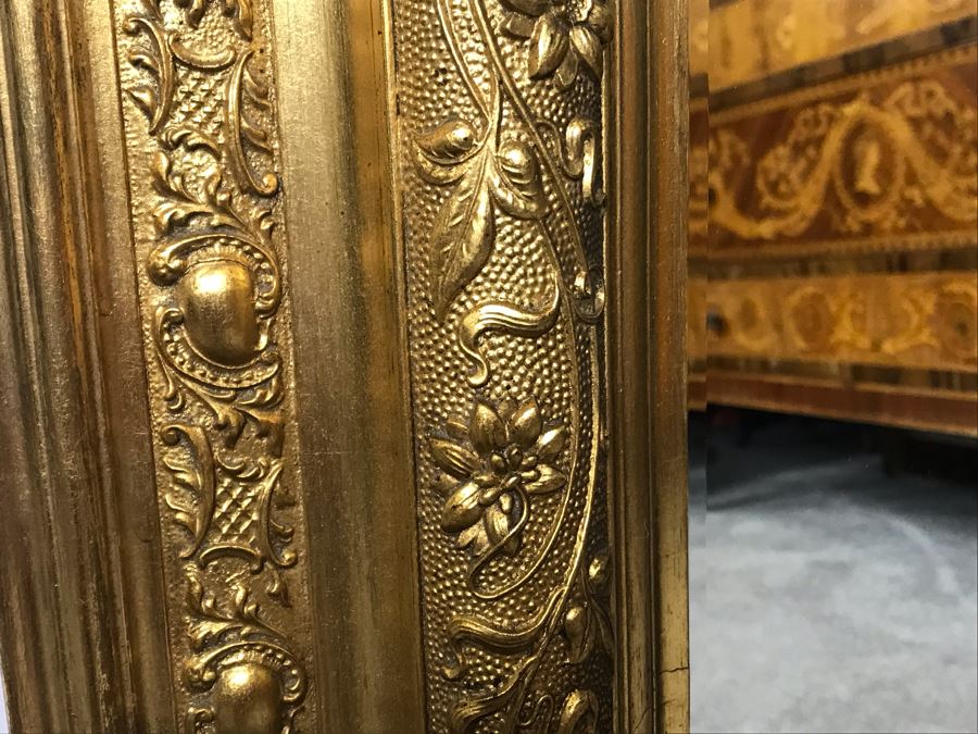 Stunning Art Nouveau Gilded Wood Beveled Glass Mirror 39W X 32H - LJE [Photo 12]