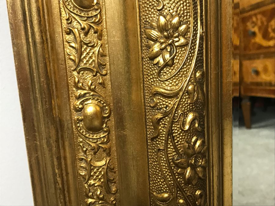 Stunning Art Nouveau Gilded Wood Beveled Glass Mirror 39W X 32H - LJE [Photo 13]
