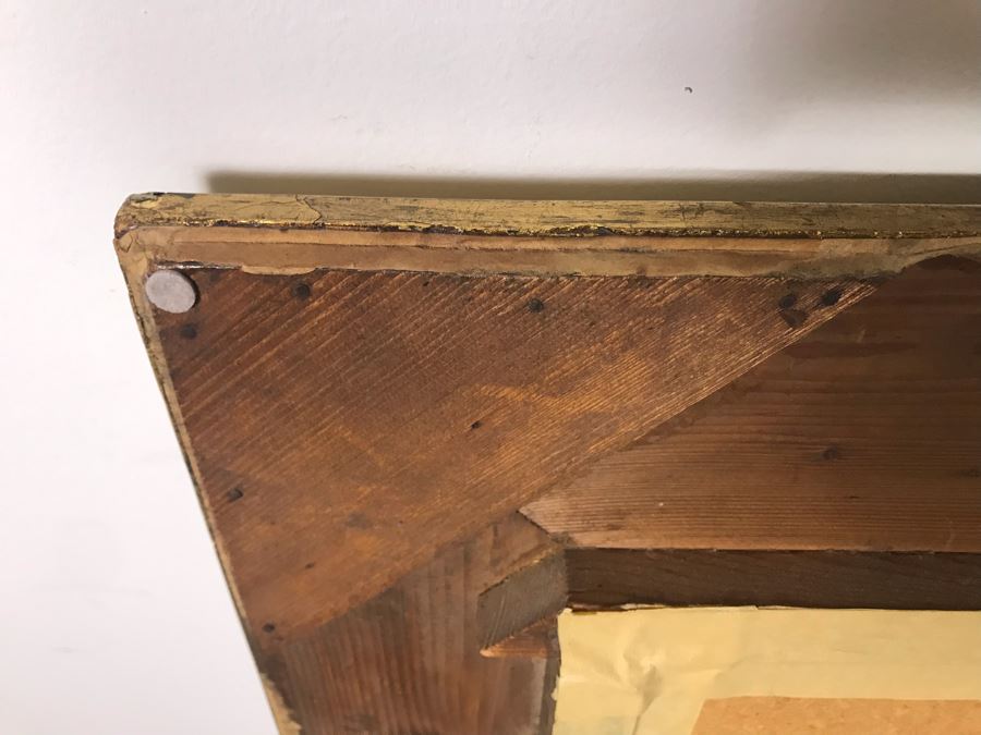 Stunning Art Nouveau Gilded Wood Beveled Glass Mirror 39W X 32H - LJE [Photo 2]