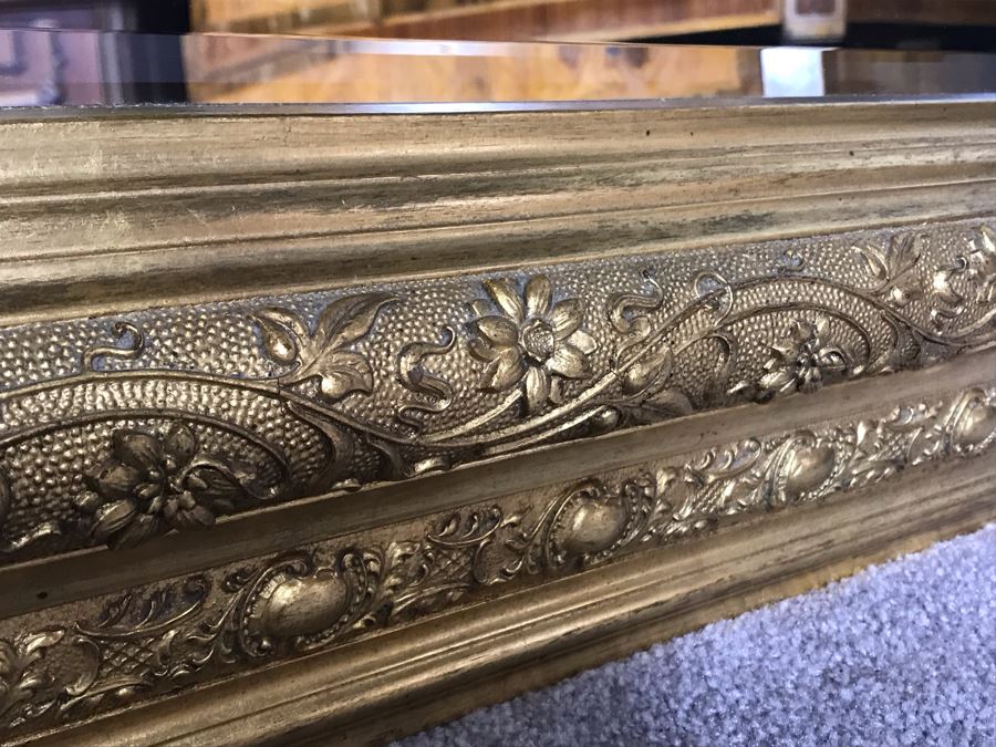 Stunning Art Nouveau Gilded Wood Beveled Glass Mirror 39W X 32H - LJE [Photo 14]