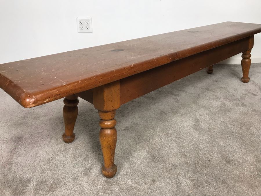 Vintage 6' Long Pine Bench 6'W X 14D X 16H - LJE [Photo 10]