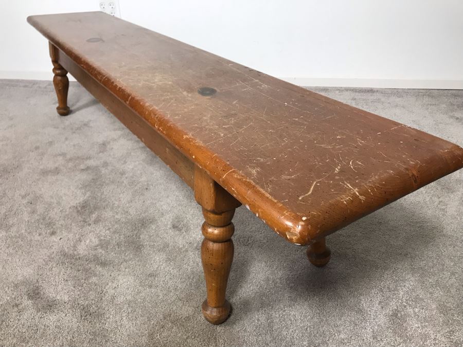 Vintage 6' Long Pine Bench 6'W X 14D X 16H - LJE [Photo 2]