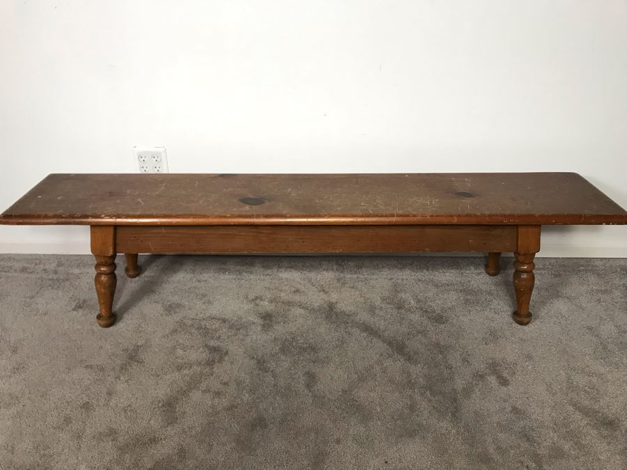 Vintage 6' Long Pine Bench 6'W X 14D X 16H - LJE [Photo 6]