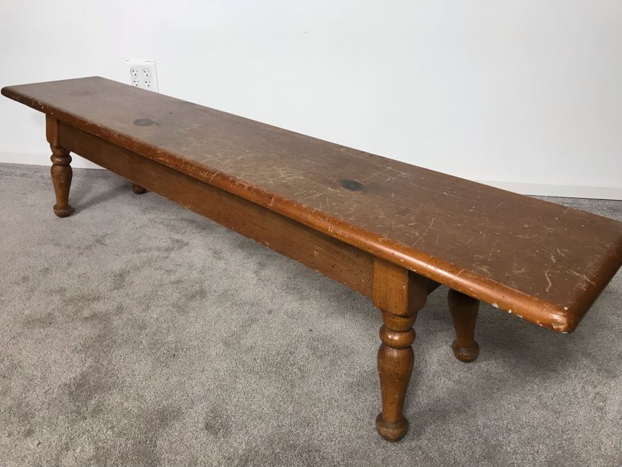 Vintage 6' Long Pine Bench 6'W X 14D X 16H - LJE [Photo 4]