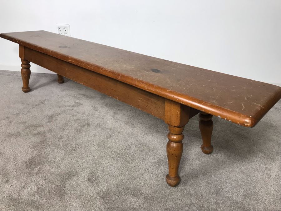 Vintage 6' Long Pine Bench 6'W X 14D X 16H - LJE [Photo 3]