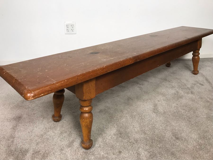 Vintage 6' Long Pine Bench 6'W X 14D X 16H - LJE [Photo 9]