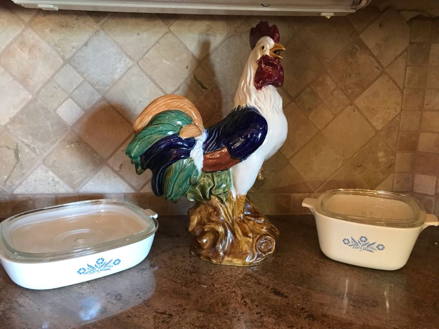 JUST ADDED - Ceramic Rooster And Corningware Dishes - FRE [Photo 1]