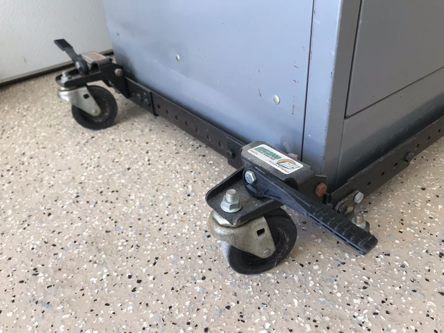 JUST ADDED - Pair Of Metal Cabinets With Attached Rolling Casters Each 36W X 18D X 79H - FRE [Photo 4]