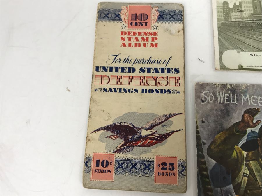 JUST ADDED - Vintage Postmarked Postcards Railroad, Fire, War Bonds And United States Defense Savings Bonds Books With Stamps [Photo 10]