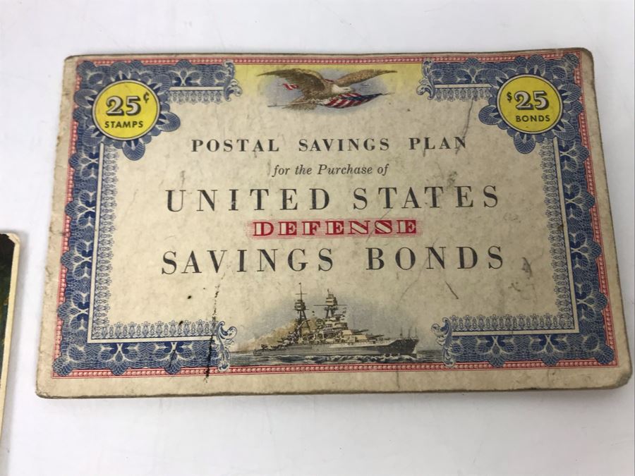 JUST ADDED - Vintage Postmarked Postcards Railroad, Fire, War Bonds And United States Defense Savings Bonds Books With Stamps [Photo 7]