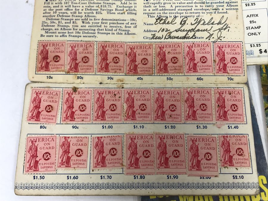 JUST ADDED - Vintage Postmarked Postcards Railroad, Fire, War Bonds And United States Defense Savings Bonds Books With Stamps [Photo 11]