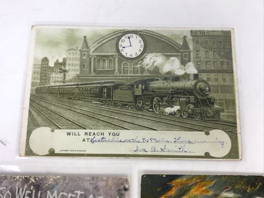 JUST ADDED - Vintage Postmarked Postcards Railroad, Fire, War Bonds And United States Defense Savings Bonds Books With Stamps [Photo 4]