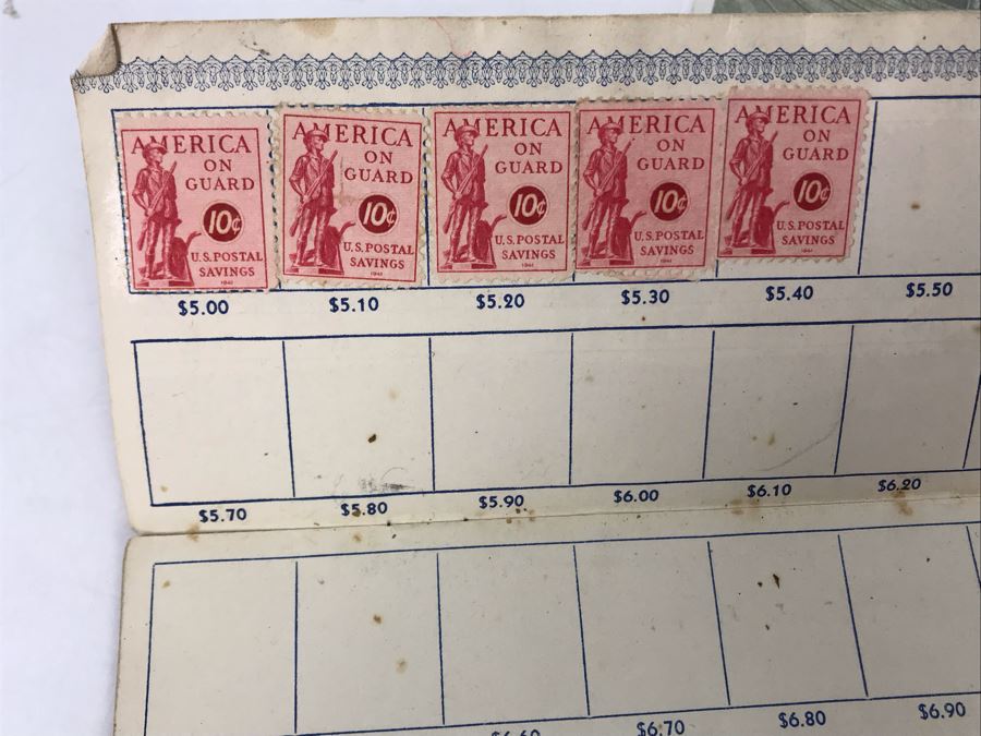 JUST ADDED - Vintage Postmarked Postcards Railroad, Fire, War Bonds And United States Defense Savings Bonds Books With Stamps [Photo 13]